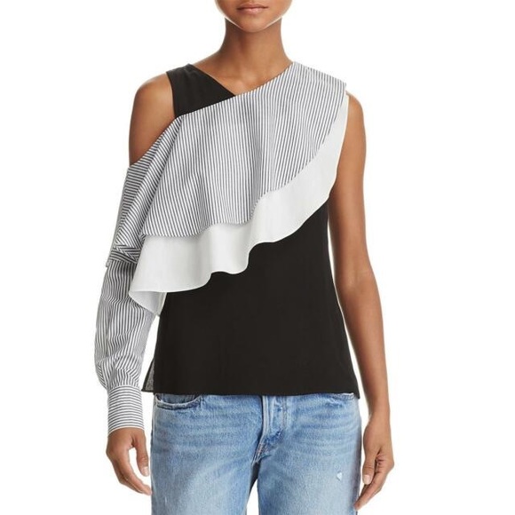 Cold Shoulder Asymmetric Blouse Top - Picture 2 of 2